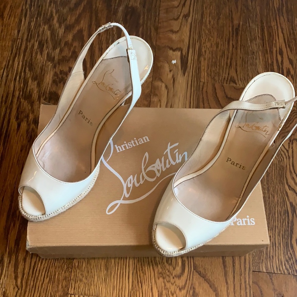 Christian Louboutin White Patent Leather Heels